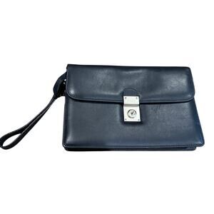 Vintage Peruzzi Large Black Leather Wristlet, Made in Italy?